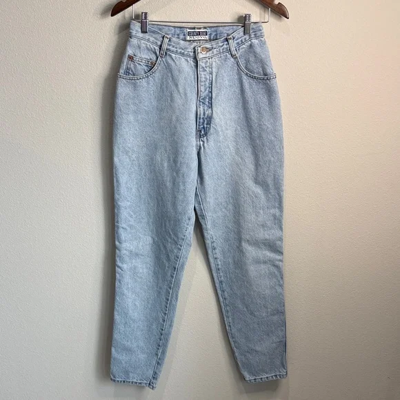 County Seat Light Wash Vintage 5 Pocket Mom Jeans 27x30" - Picture 2 of 5